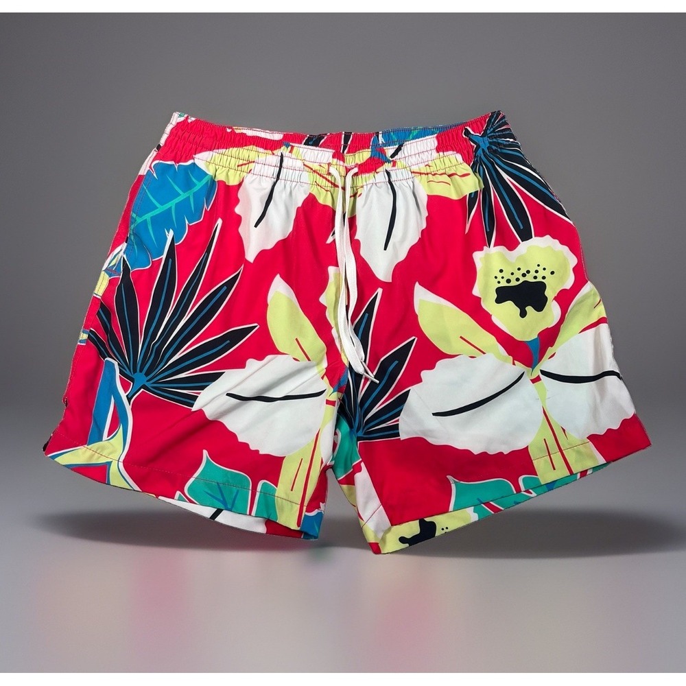Chubbies Swim Trunks Mens Large 5.5" Lined Red Tropical Floral Board Shorts